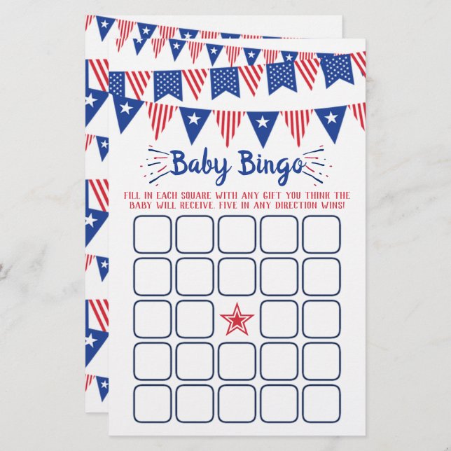 Röd, vit och blå 4:e juli babystövel Bingo (Fram/baksida)