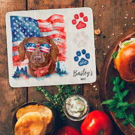 Röd Vit och Blå 4:e Juli Brun Dachshund Hund