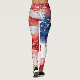 Röd Vit och Blå 4:e Juli Leggings