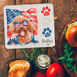 Röd Vit och Blå 4:e Juli Rolig Pudel Hund