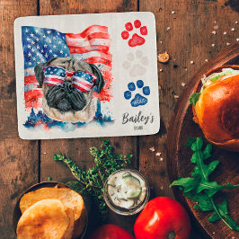 Röd Vit och Blå 4:e Juli Rolig Pug Hund