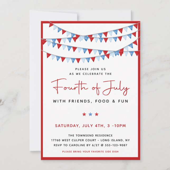 Röd, vit och blå 4 juli (Framsida)