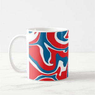 Röd vit och blå abstrakt mönster kaffemugg