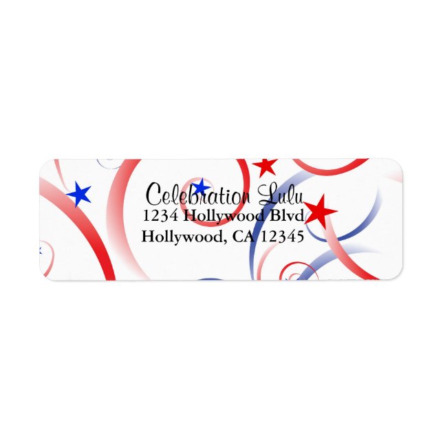 Röd vit och blå adressetikett returadress etikett (Framsidan)