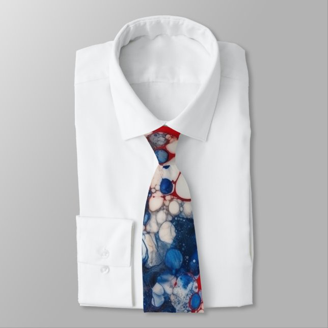 Röd vit och blå alkohol Bläck USA flagga Färg Slips (Bunden)