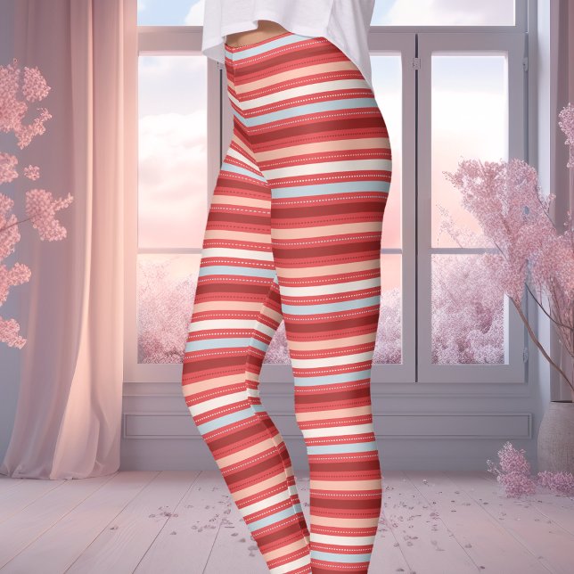 Röd, vit och blå Alla hjärtans dag, kantad Leggings (Skapare uppladdad)