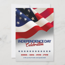 Röd, vit och blå amerikansk Flagga 4 juli Party Inbjudningar