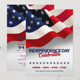 Röd, vit och blå amerikansk Flagga 4 juli Party Inbjudningar