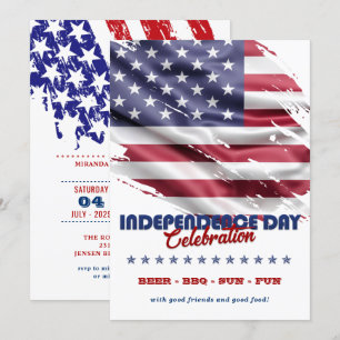Röd, vit och blå amerikansk Flagga 4 juli Party Inbjudningar