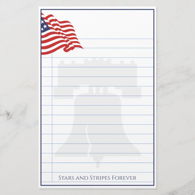 Röd vit och blå amerikansk Flagga Illustration Brevpapper (Framsida)