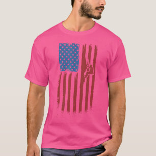 Röd Vit Och Blå Amerikansk Flagga Klippklättring T Shirt