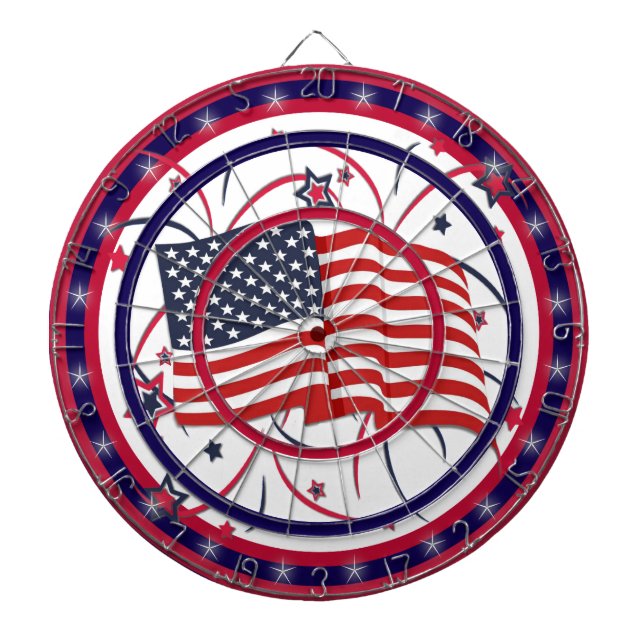 Röd vit och blå amerikansk flagga reglering darttavla (Framsidan)