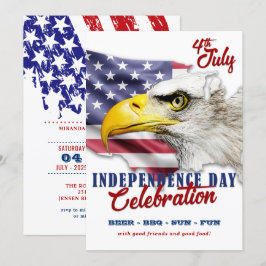 Röd, vit och blå amerikansk örfil 4 juli Party Inbjudningar