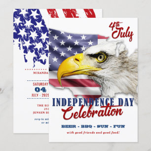 Röd, vit och blå amerikansk örfil 4 juli Party Inbjudningar