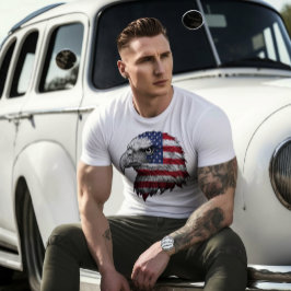 Röd, vit och blå amerikansk örn 4 juli t shirt