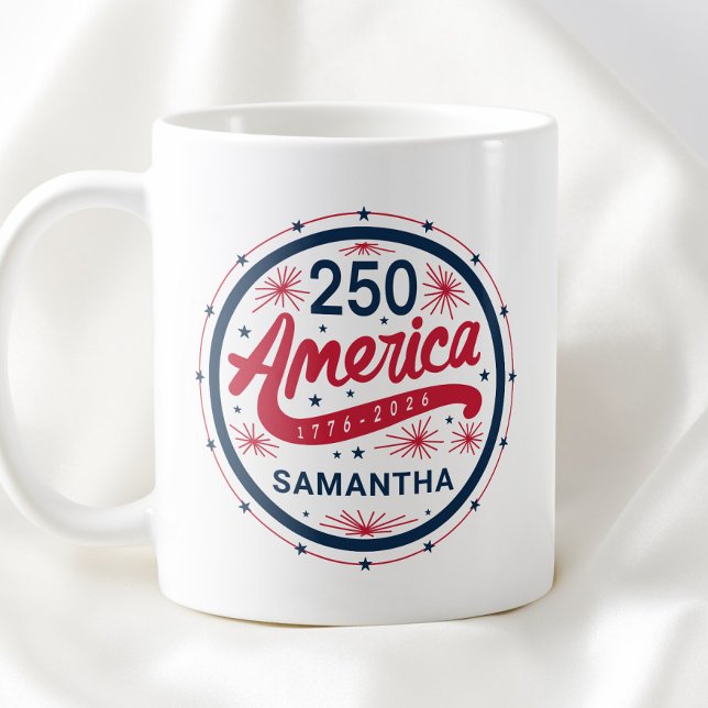 Röd Vit och Blå Amerikas 250-årsjubileum Kaffemugg (Red White and Blue America's 250th Anniversary Coffee Mug)
