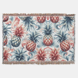 Röd, vit och blå ananas filt