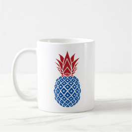 Röd vit och blå ananas kaffemugg