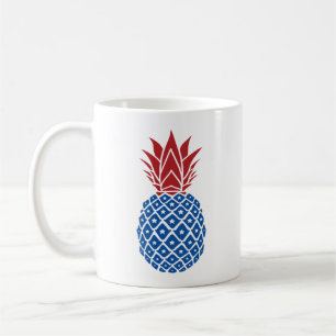 Röd vit och blå ananas kaffemugg