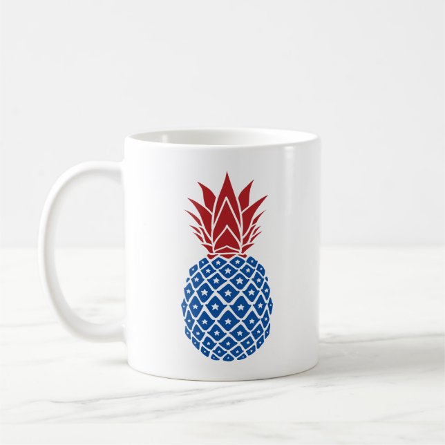 Röd vit och blå ananas kaffemugg (Vänster)