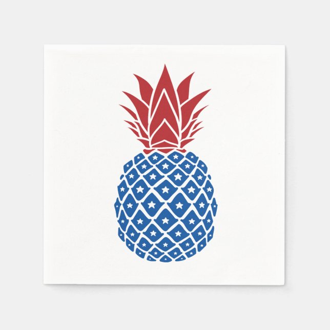 Röd vit och blå ananas pappersservett (Framsidan)