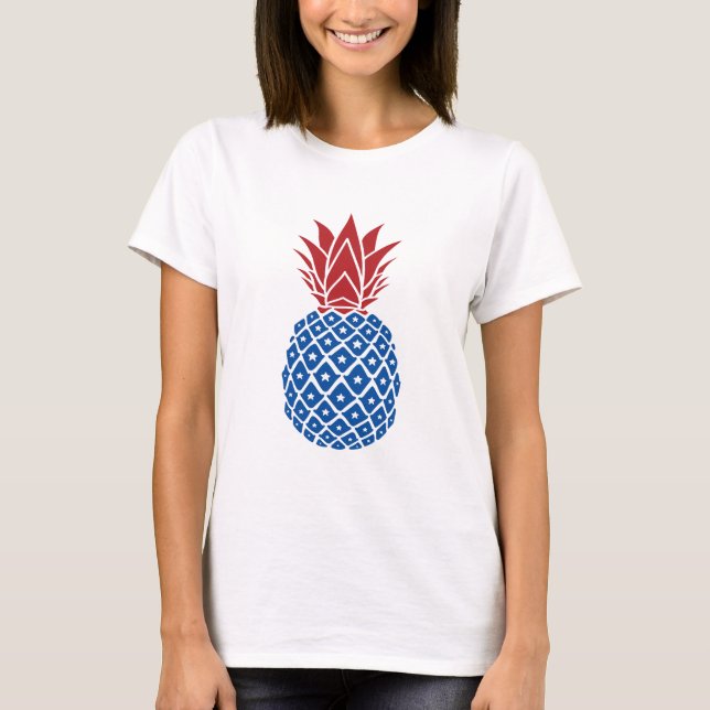 Röd vit och blå ananas t shirt (Framsida)