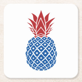 Röd vit och blå ananas underlägg papper kvadrat