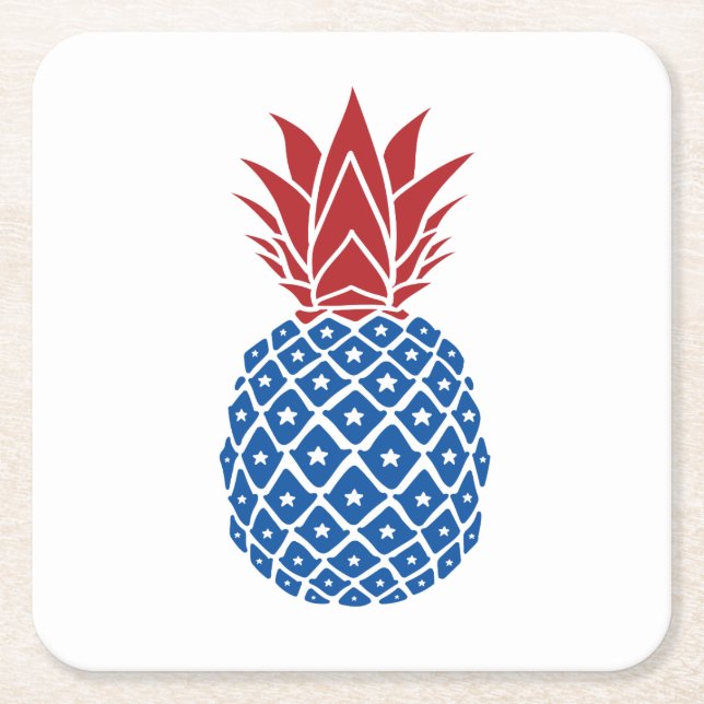 Röd vit och blå ananas underlägg papper kvadrat (Framsidan)