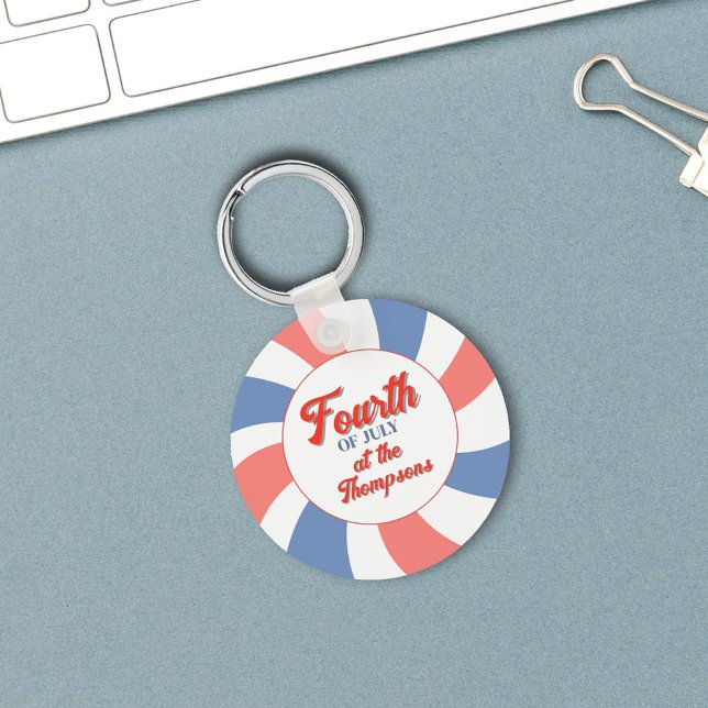 Röd vit och blå Anpassningsbar Fjärde juli Nyckelring (Red, white and blue fourth of July Keychain.)