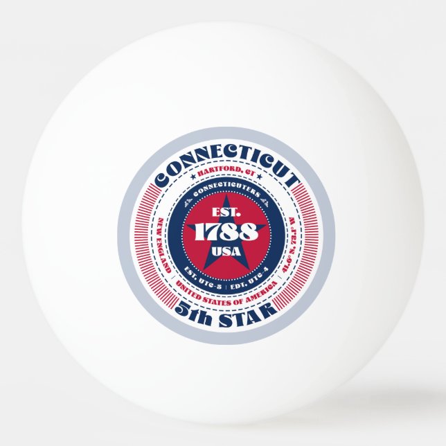 Röd, vit och blå anslutningscirkel pingisboll (Framsidan)