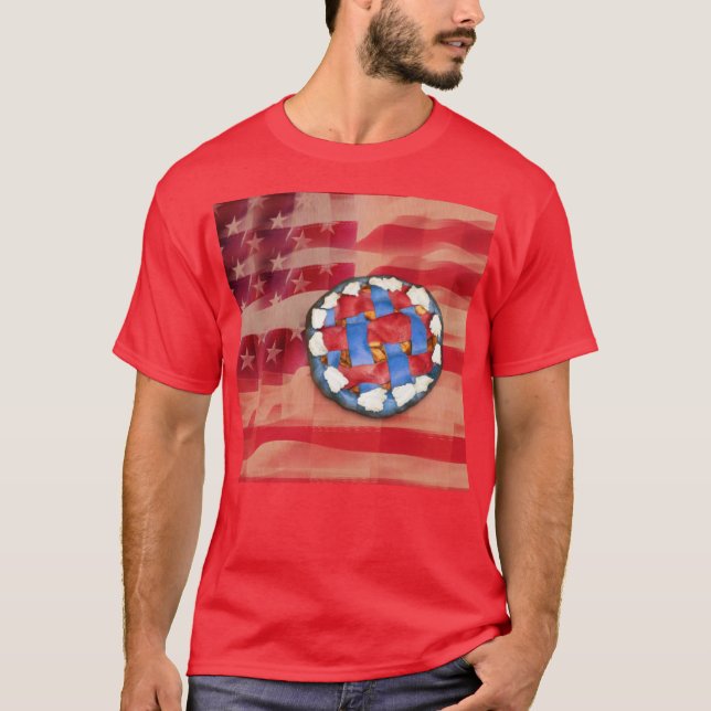 Röd, vit och blå äpple Paj Tee Shirt (Framsida)