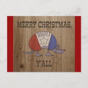 Röd, vit och blå Armadillo-God jul Y'al Helg Vykort