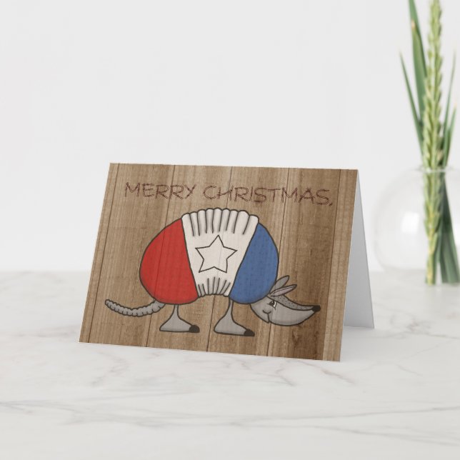 Röd, vit och blå Armadillo-God jul Y'al Helgkort (Framsida)