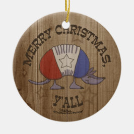 Röd, vit och blå Armadillo-God jul Y'al Julgransprydnad Keramik