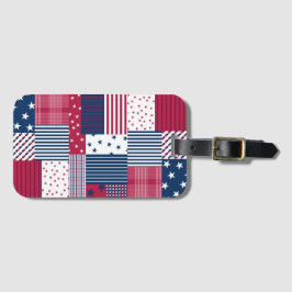 Röd, vit och blå bagagebricka