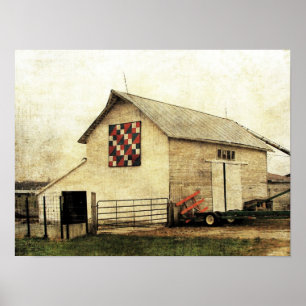 Röd, vit och blå barn Quilt Poster