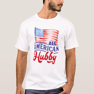 Röd vit och blå blommigt All American Hubby T Shirt