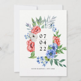 Röd vit och blå | Blommigt Spara datuminbjudan Inbjudningar