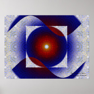Röd, vit och blå Bra Fractal Art Poster