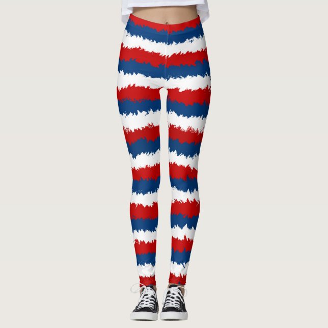 Röd, vit och blå Coola Rand Leggings (Framsida)