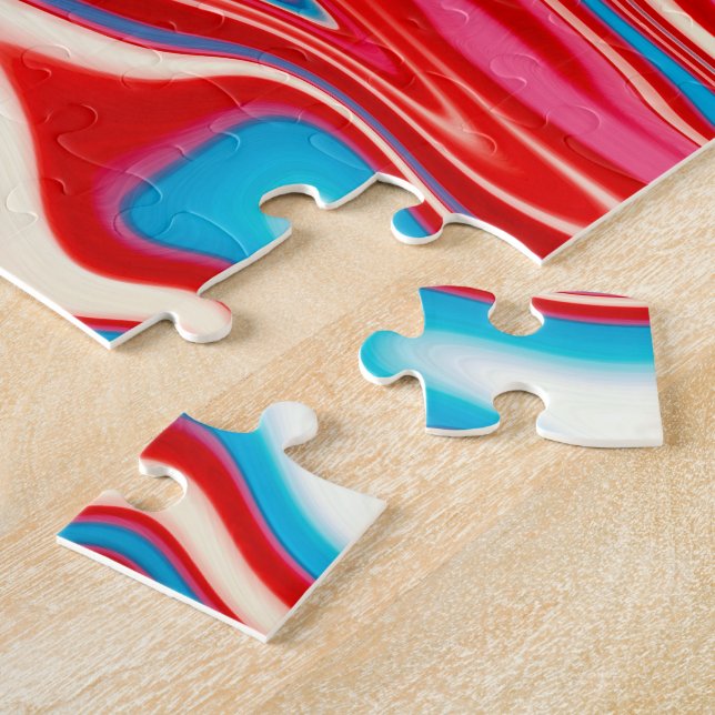 Röd vit och blå färg Poring Jigszle Puzzle Pussel (Sidan)