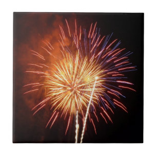 Röd, vit och blå Fireworks I Patriotic Kakelplatta