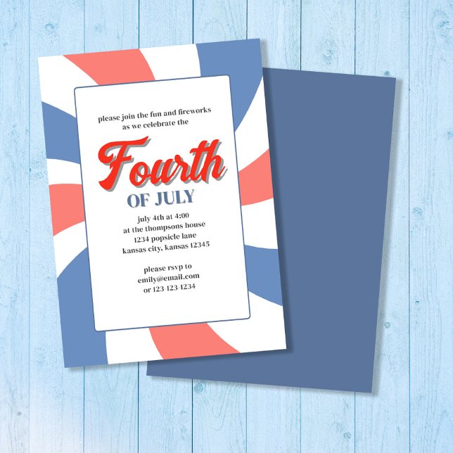 Röd vit och blå Fjärde juli Inbjudningar (Fourth of July Custom Invitation )