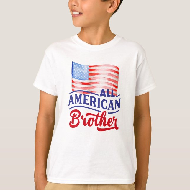 Röd vit och blå flagga All American Brother T Shirt (Framsida)