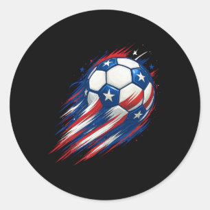 Röd Vit Och Blå Fotboll Ll Patriotisk Fjärde Juli Runt Klistermärke