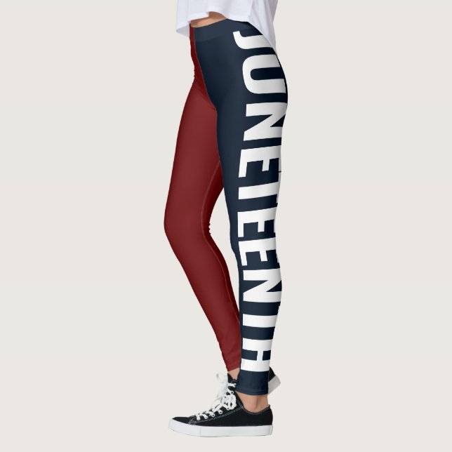 Röd vit och blå frihetsdagen 19 JUNETEENTH Leggings (Vänster)