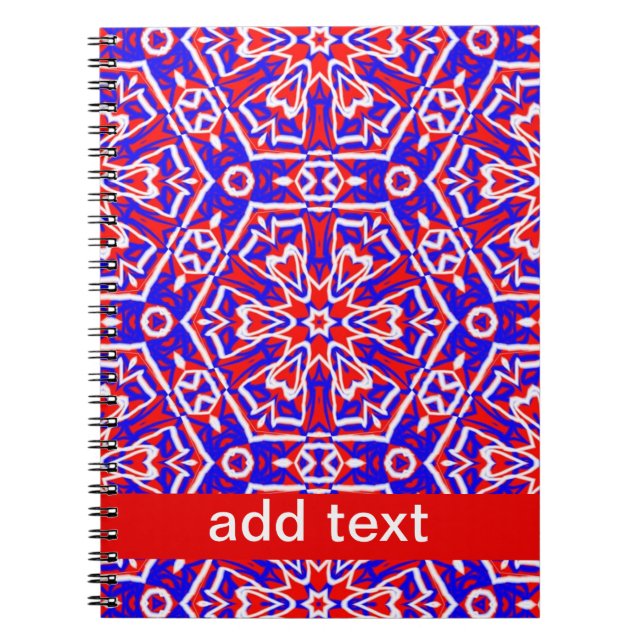 Röd, vit och blå geometri anteckningsbok (Framsidan)