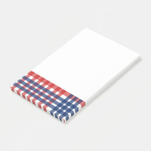 Röd, vit och blå Gingham Play Post-it Block