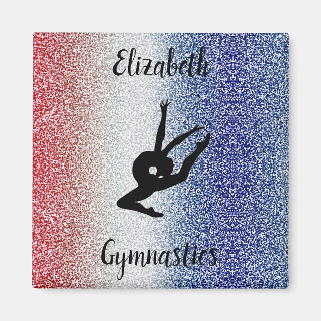 Röd vit och blå Gnistra Gymnastics Personlig Magnet (Framsidan)