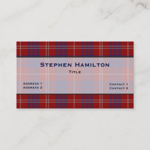 Röd, vit och blå Hamilton Tartan Play Visitkort